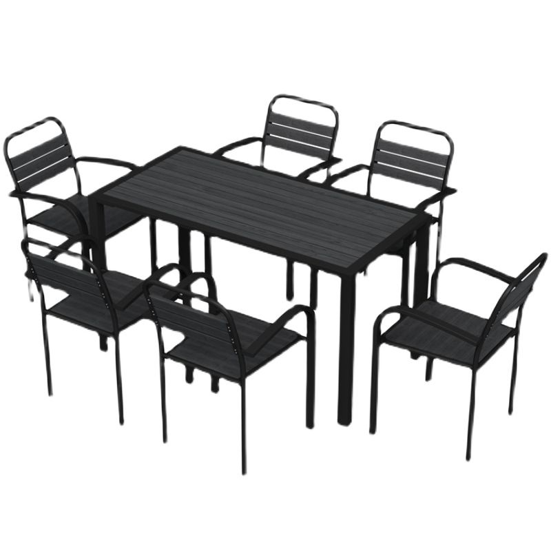 Industrial Wood Patio Dining Table 1/5/7 PCS Geometric Dining Set