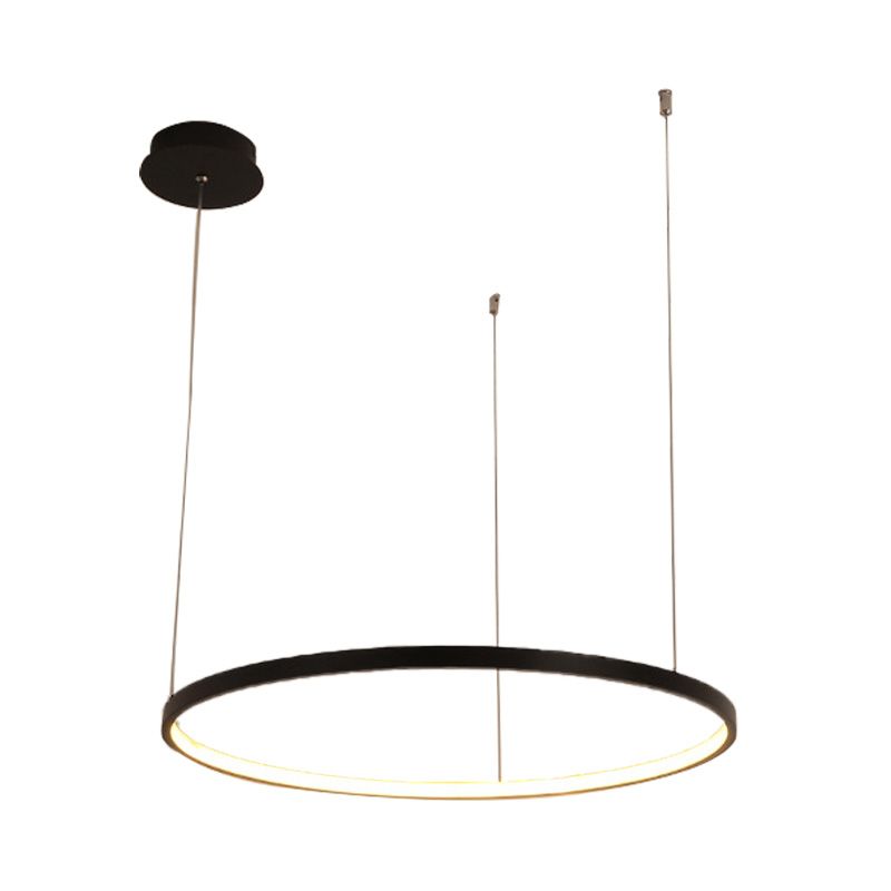 Lampada del lampadina circolare nera Acrilico minimalista 1/2/3 Luci a sospensione Light Seguit in Bianco/Luce calda