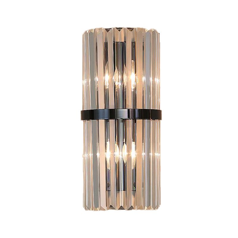 Crystal Half Cylinder Shape Wall Lighting Modern Style 2 Lights Wall Light Sconce