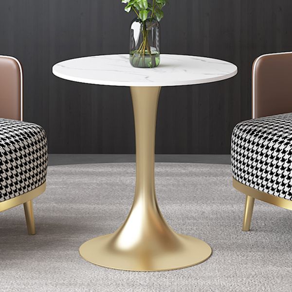 Luxury Sintered Stone Top Dining Table Round Table with Gold Metal Pedestal