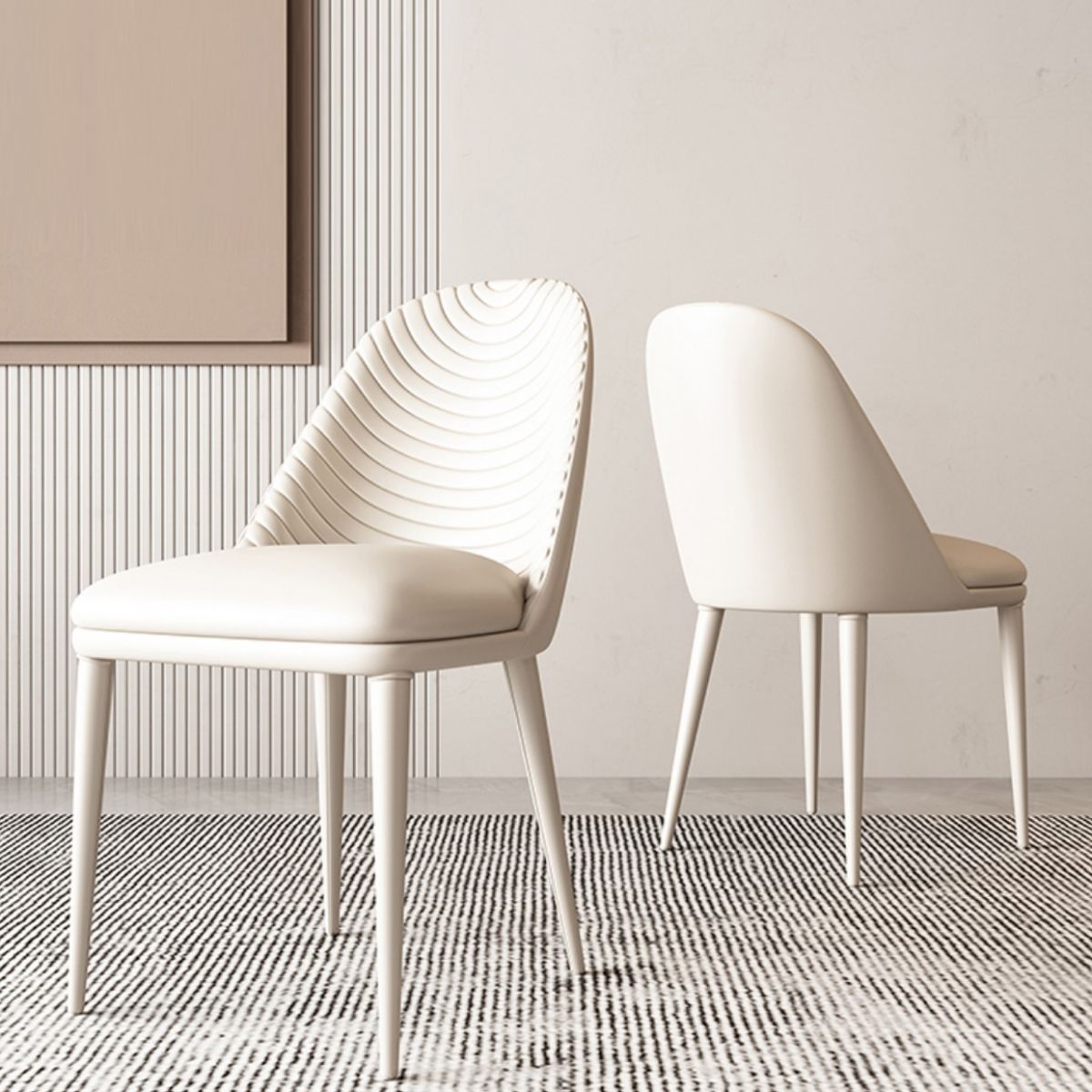 Noordse 1/4/5/7 stukken Dinerset rechthoekige stenen tafel en witte stoelen eetgelegenheden set