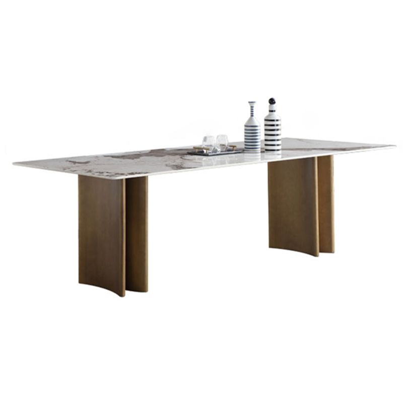 Table à manger en pierre frittée, Table de luxe à Double piédestal pour la maison