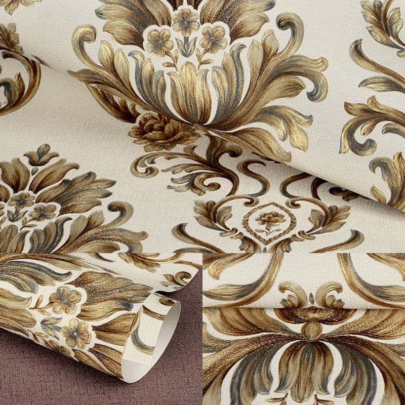 Sanfte Farb-Damast-Tapete, Blumen-Vintage-Feuchtigkeitsbeständige Wandkunst für das Wohnzimmer