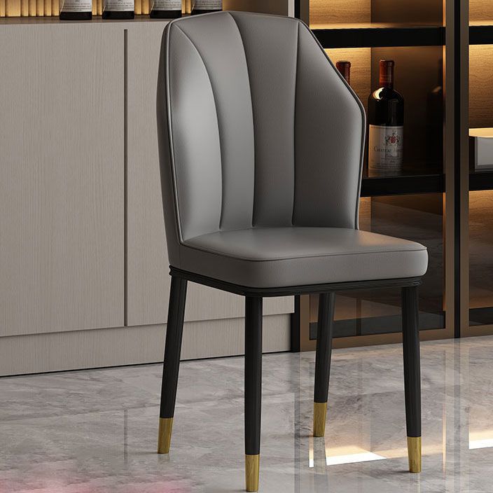 Faux Leather Side Chair Wingback Armless Chair for Dining Room