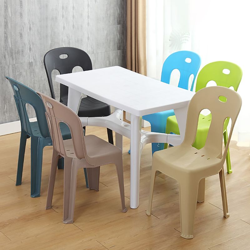 Modern design Plastic armloze eetstoelen stoelen Slat achter zijstoelen voor thuisgebruik