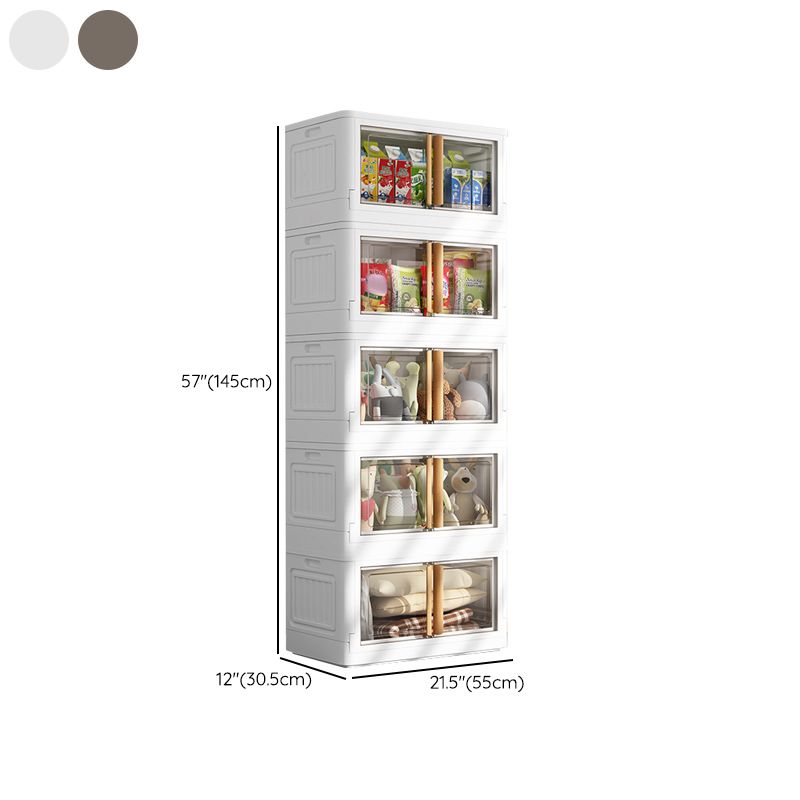 Contemporary Non-Hanging Armoire Plastic Freestanding Wardrobe Closet with Door