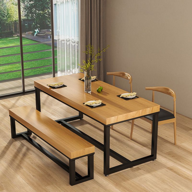 Industrial 1/2/3/4/5 Pieces Dining Set Solid Wood Dining Table with Chairs
