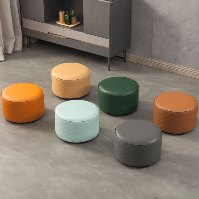Modern Leather Pouf Water Resistant Round Pouf for Home Decor