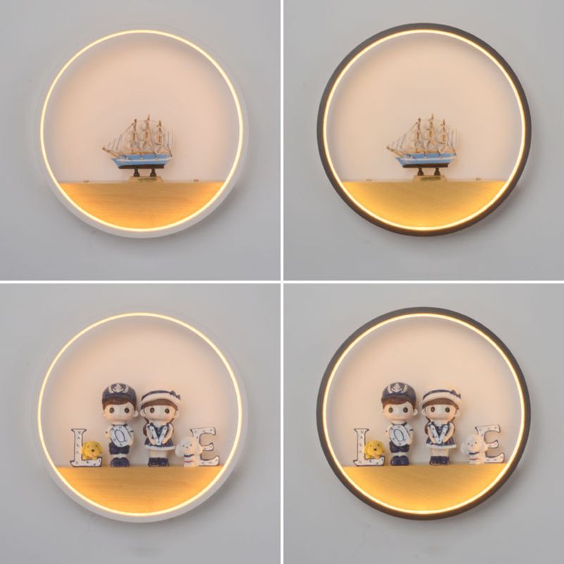 Circle Shape Wall Lighting Modern Style Metal 1 Light Sconce Lamp for Living Room