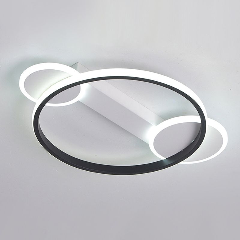Outer Glow Hoop Silica Gel Ceiling Fixture Simple Black-White 16.5"/20.5" Dia LED Flush Mount Light in Warm/White Light