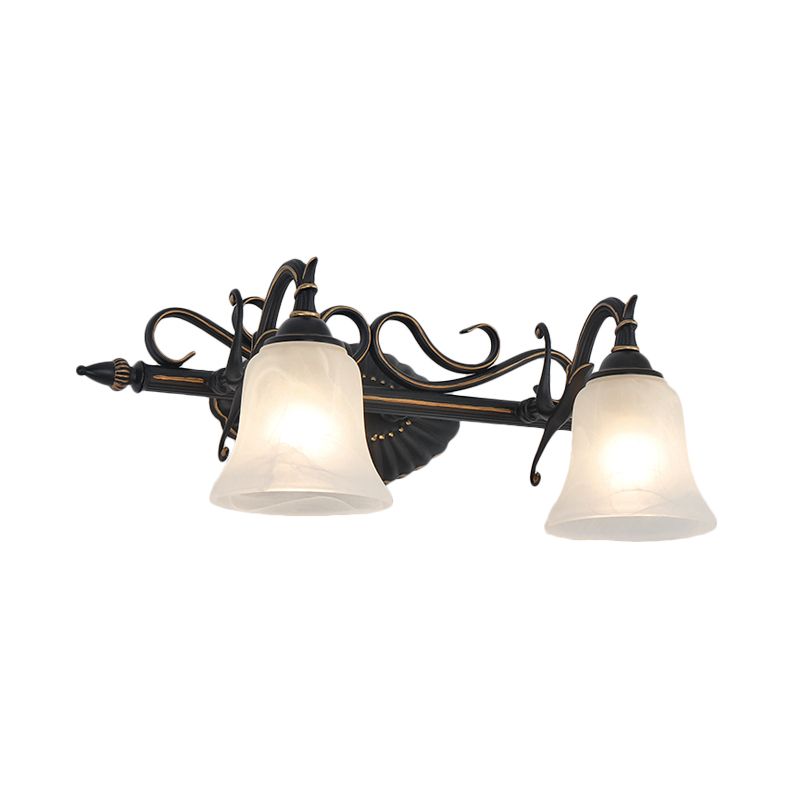 Frostedglas Bronze -Leuchten Bell 2/3 Lichter traditionelle Wandmontage Waschtisch Licht für Badezimmer