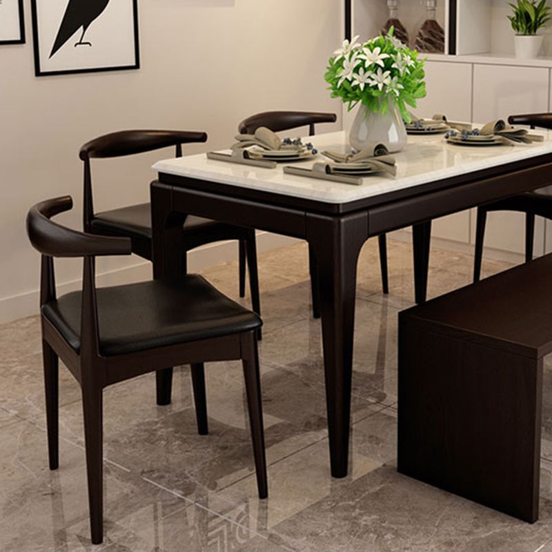 Modern Style Open Back Chair Dining Armless Side Chair with Wooden Legs