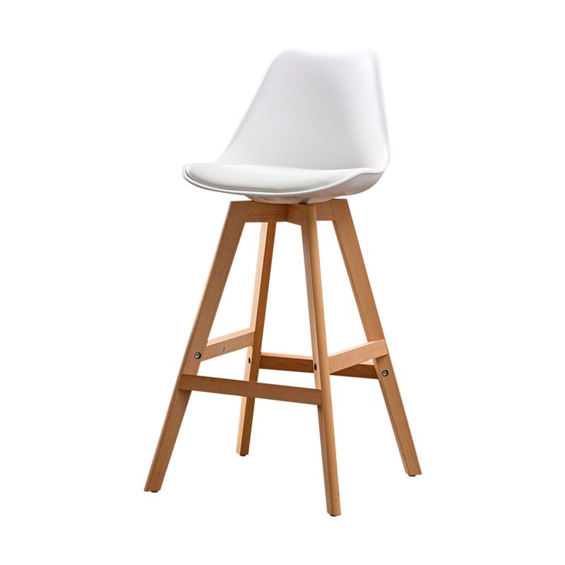 Contemporary Backrest Bar Stool Leather Wood 4 Legs Bar Stool , 1 Piece