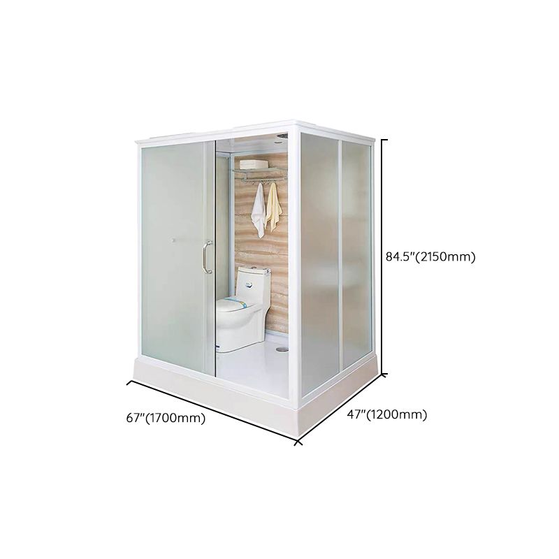 Framed Single Sliding Shower Kit Rectangle Frosted Shower Stall