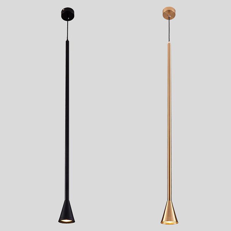 Postmodern Minimalist Conical Pendant Lamp Metallic Kitchen Bar LED Suspension Light