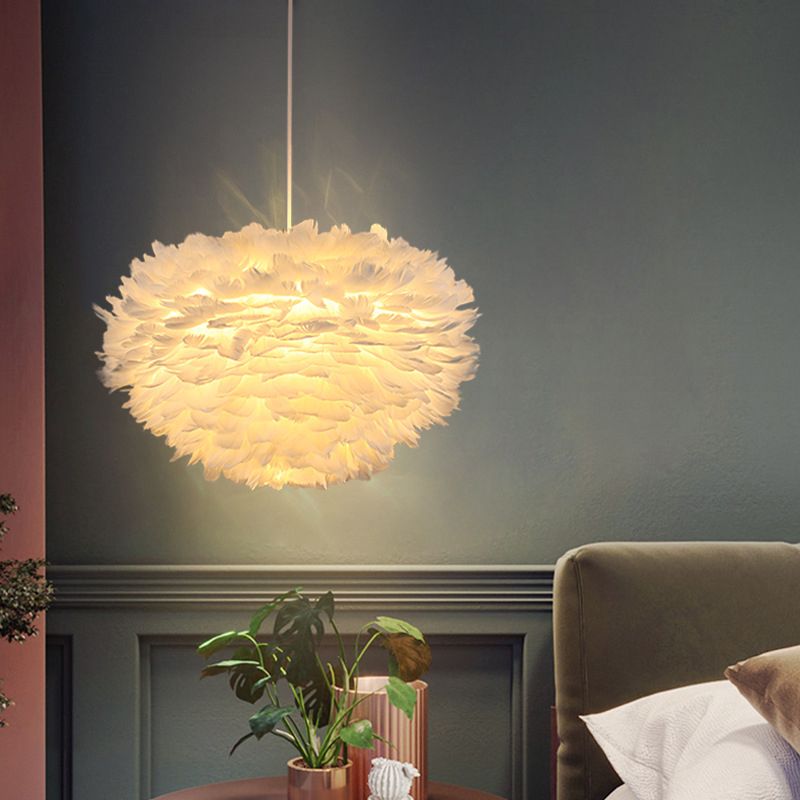 Lámpara de lámpara esférica lámpara moderna simplicidad de plumas de tono colgante para restaurante para restaurante