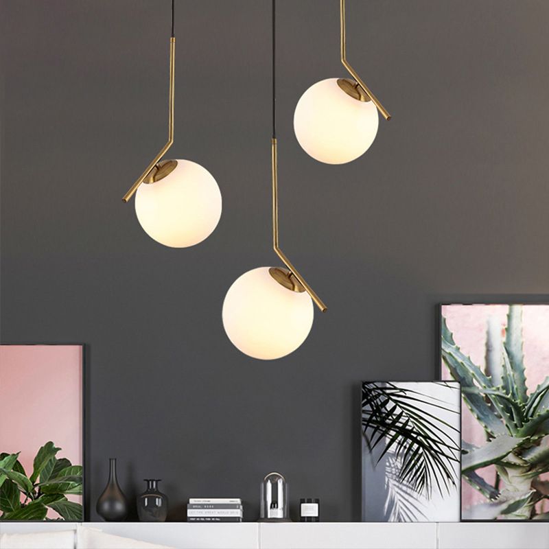 Round Hanging Pendant Lights Modern Simple White Glass Pendant Ceiling Lights for Restaurant