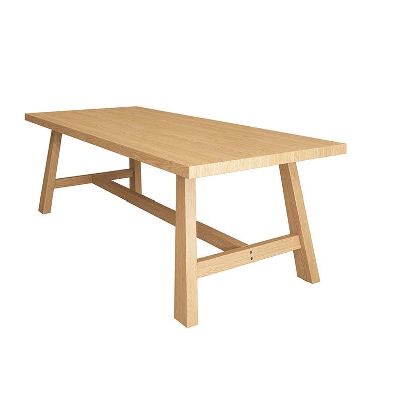 Contemporary Natural Wood Table Pine Rectangle Dining Table with Trestle