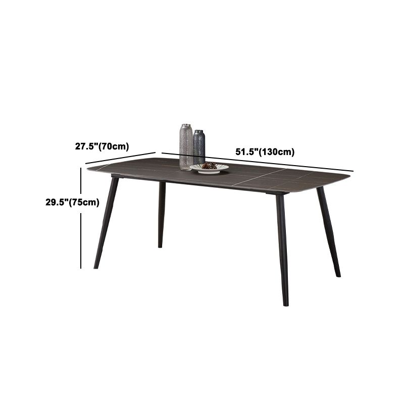Modern Sintered Stone Top Dining Set Rectangle 1/2/5/7 Pieces Black Dining Room Table Set