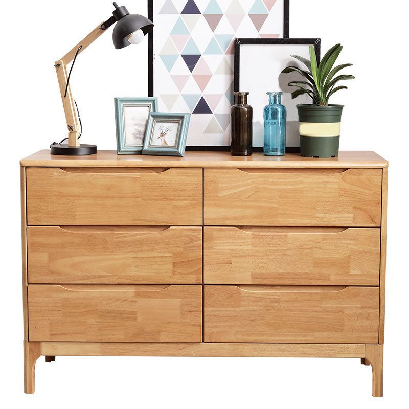 Rubber Wood Contemporary Storage Chest Bedroom Chest with Drawers
