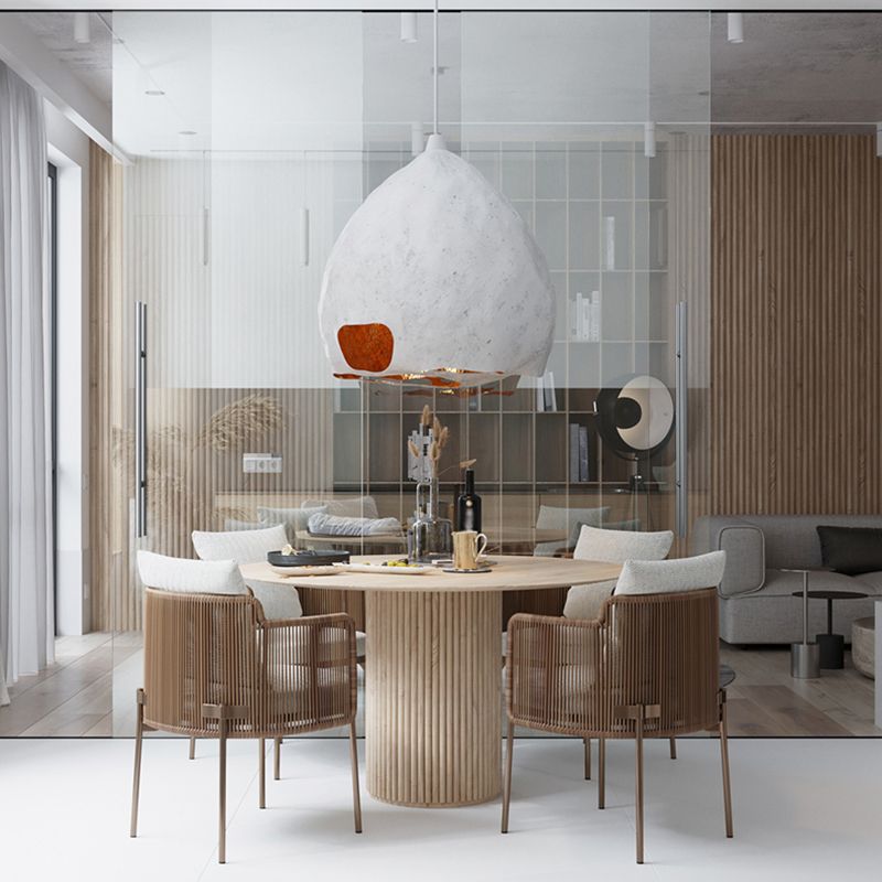 Contemporary Style Dining Table Round Solid Wood Dinette Table for Home Kitchen