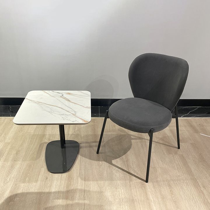 Scandinavian Style Dining Fabric Side Chair Solid Back Armless Chair for Home Use