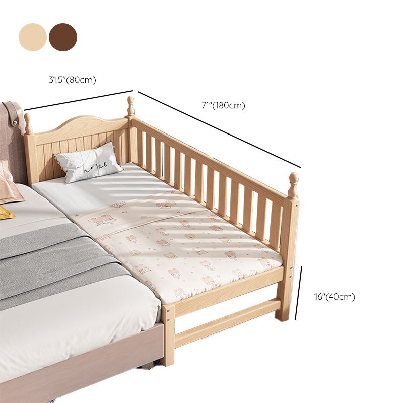 Traditional Washed Natural Nursery Bed Solid Wood with Guardrail