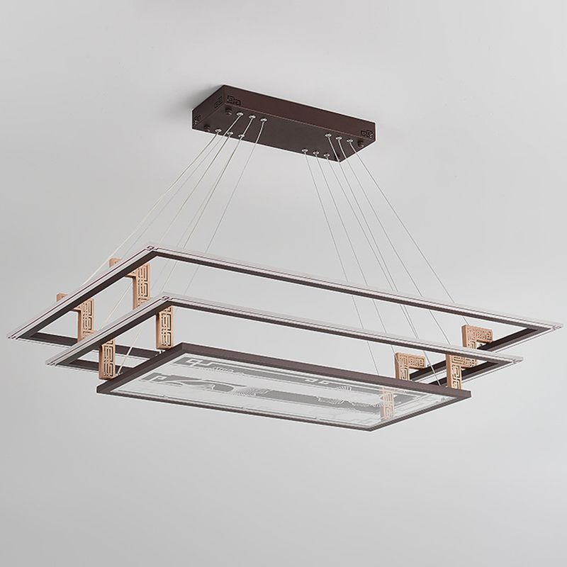 Brown Aluminum Hanging Pendant Lights Contemporary Hanging Lamps for Tea House