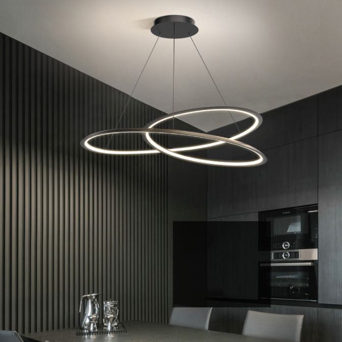 Black Aluminum Hanging Pendant Lights Contemporary Hanging Lamps for Living Room