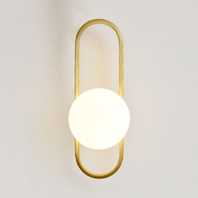 Gold Metal Glass Wall Sconce 1 Blub Wall Mounted Light Fixture for Study Room