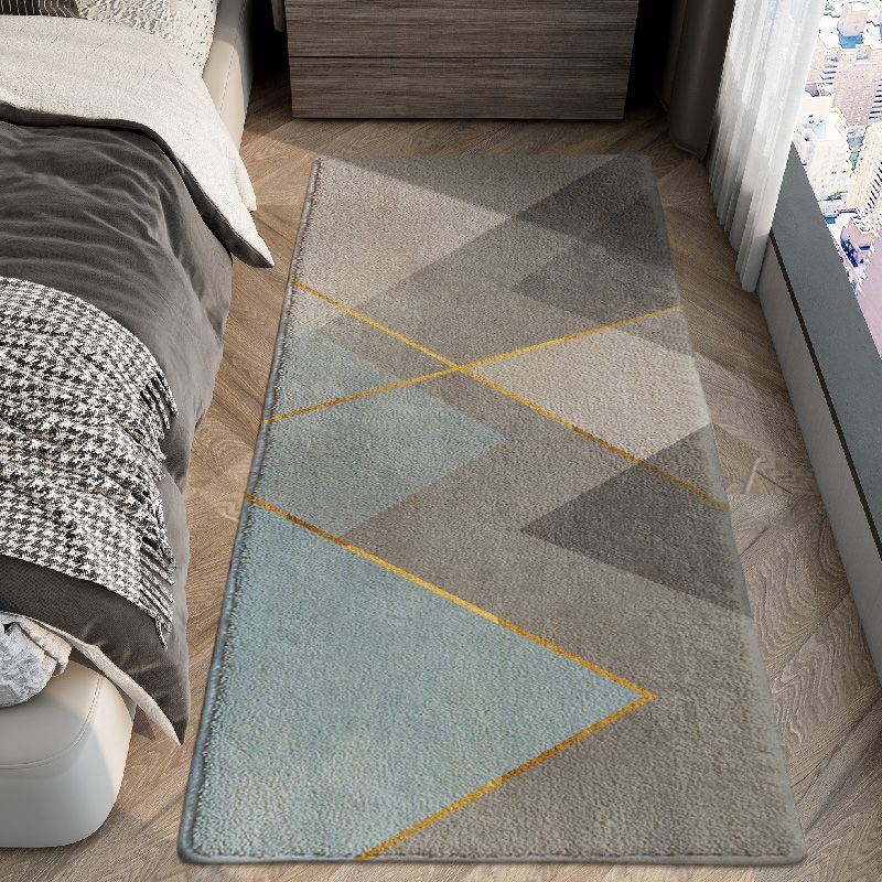 Grey Modern Area Rug Polyester Geometric Pattern Area Carpet Stain Resistant Rug for Bedroom