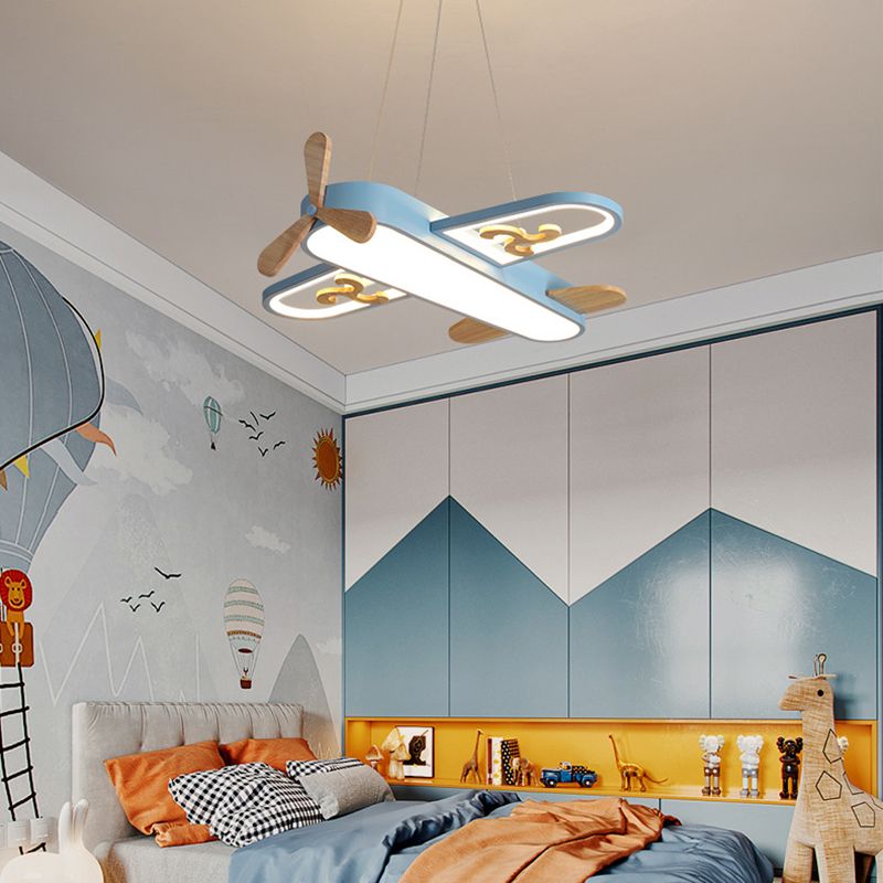 Kindervliegtuigvormige hangende lamp acryl slaapkamer led kroonluchter hanglampje