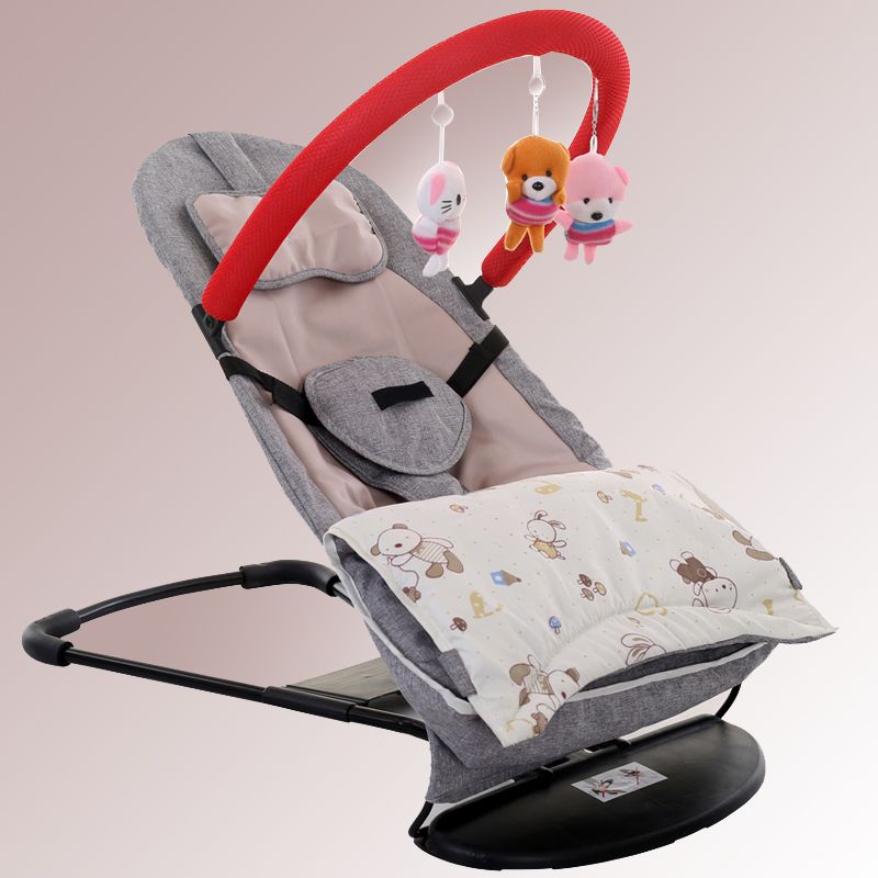 Modern Metal Rocking Crib Cradle Foldable Height Adjustable with Bedding