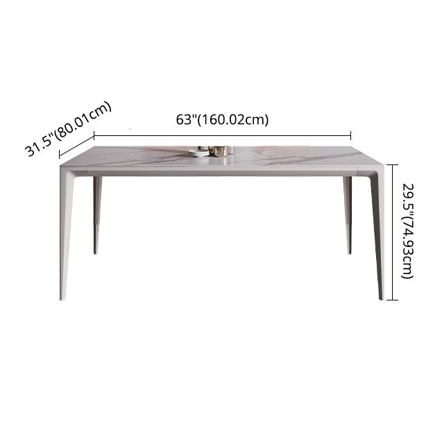 Minimalist Style Dining Room Set Sintered Stone Top Dinette Set with Metal 4 Legs Base