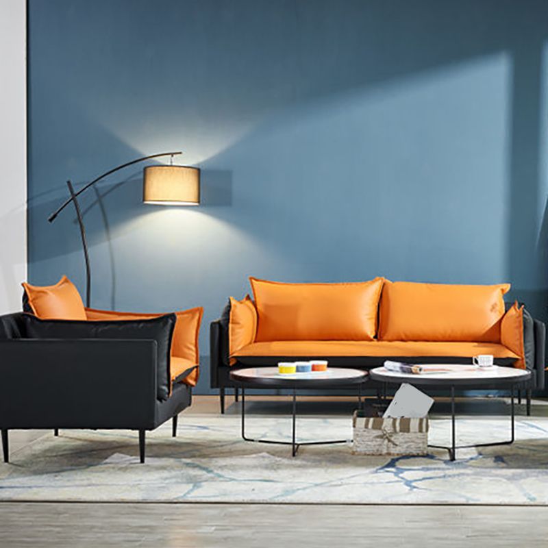 Moderner Stil quadratischer Armlehre Schwamm Kissen Kissen tragen resistente Napa -Ledersofa