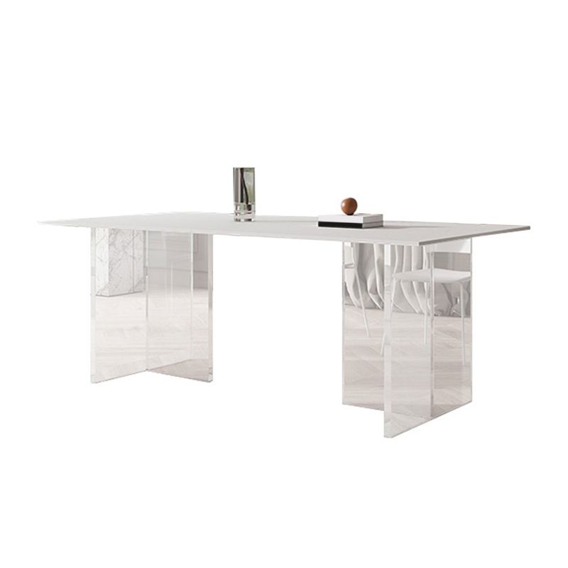 Simplicity Dinette Table Rectangle Stone Dinner Table in White