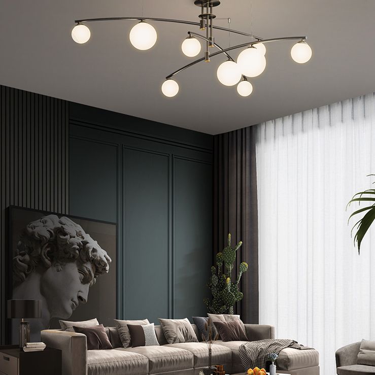 New Modern Glass Semi Flush Light Fixtures Bedroom Starburst Flush Mount Light with Shape