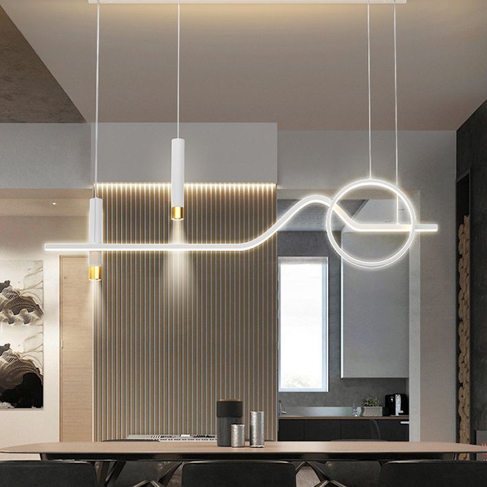 Modern Minimalist Style Linear Chandelier Lighting Fixtures Metal Island Ceiling Light