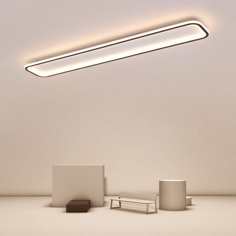 Acrylic Rectangular Ceiling Light Fixture Minimalist Black LED Flushmount in Warm/White Light, 16"/23.5"/31.5" Long