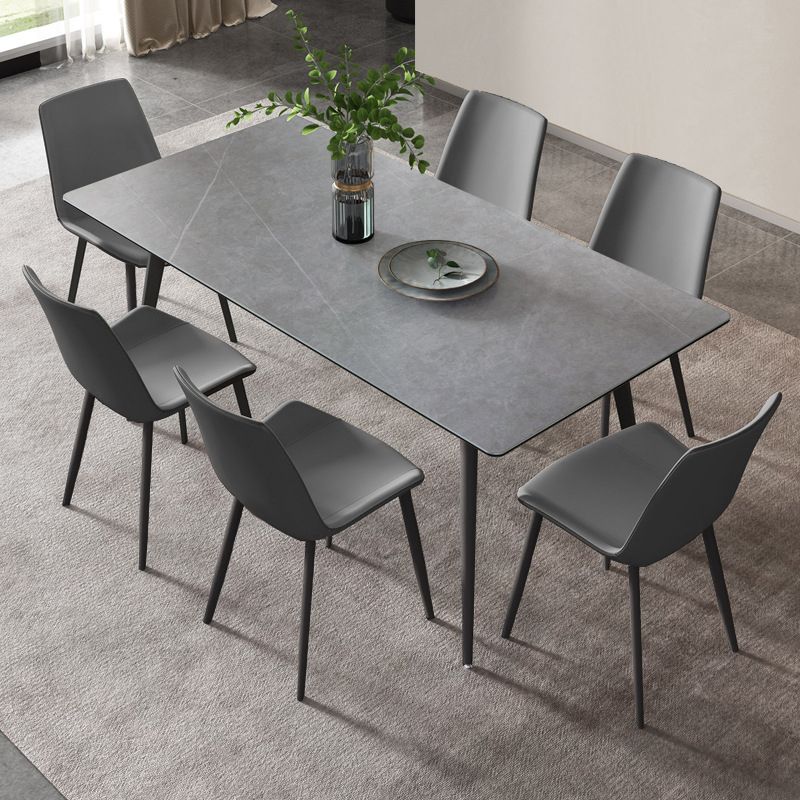 Rectangular Sintered Stone Dining Table Modern Furniture with 4 Legs in Matte Finish