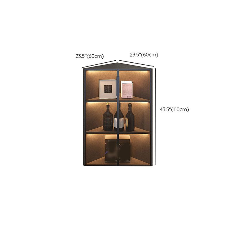 Corner Glass Paned Wood No Distressing Contemporary Accent Cabinet