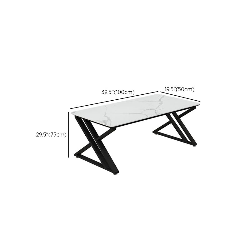 Industrial Stone Sled Writing Desk Rectangular Metal Office Desk