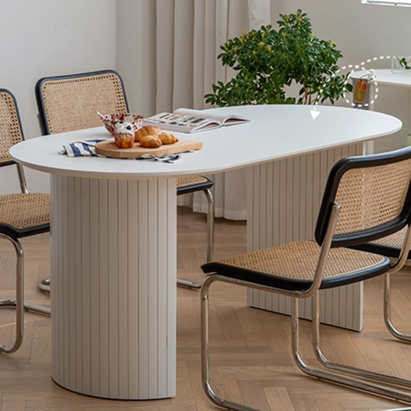 Contemporary Dining Table Pine Solid Wood Table with Double Pedestal for Home Kitchen Dinner