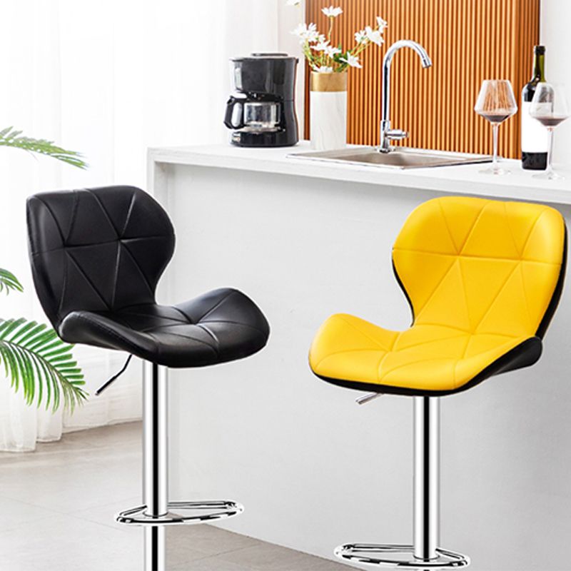 Scandinavian Metal Barstool Adjustable Low Back PU Leather stools in Matte Finish