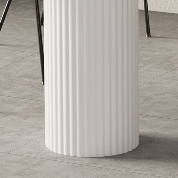 Contemporary White Color Faux Marble Dinner Table with 3 Legs