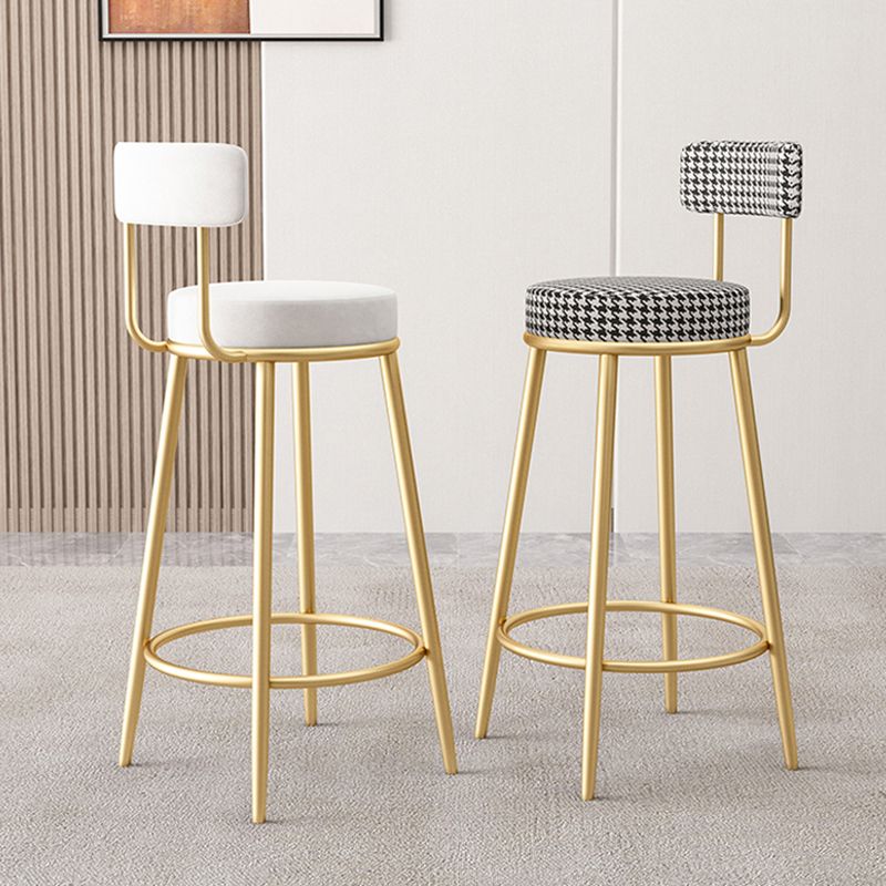 Scandinavian Design Upholstered Armless Stools for Home Low Back Barstools with Metal Legs