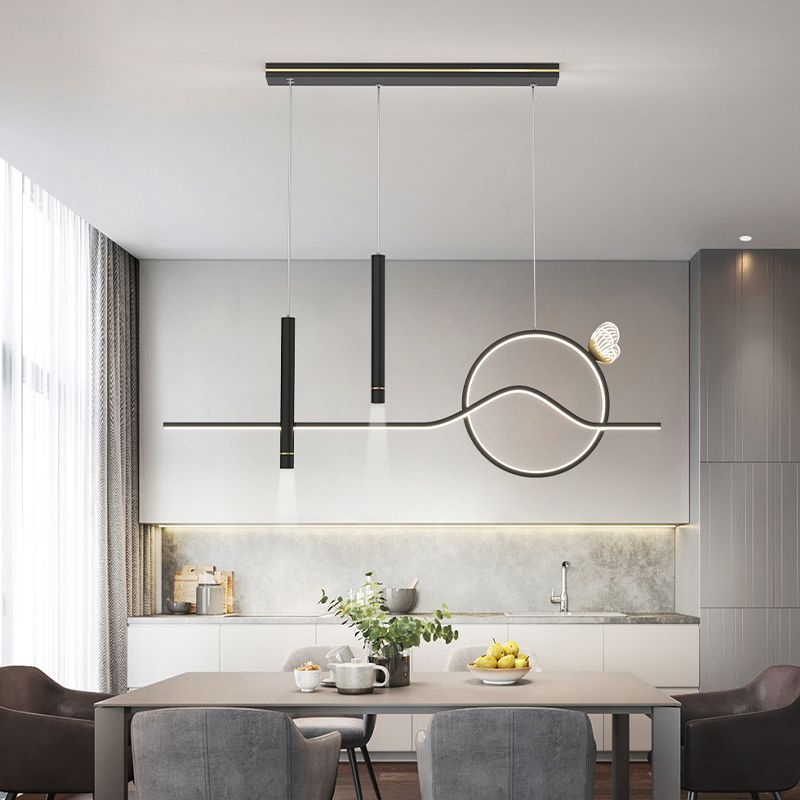 4-Light Geometric Island Lighting Fixtures Contemporary Metal Island Lighting Ideas