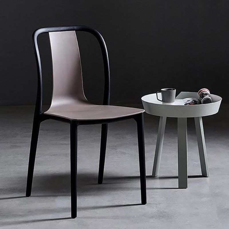 Contemporary Chairs Dining Slat Back Armless Chairs with Plastic Legs