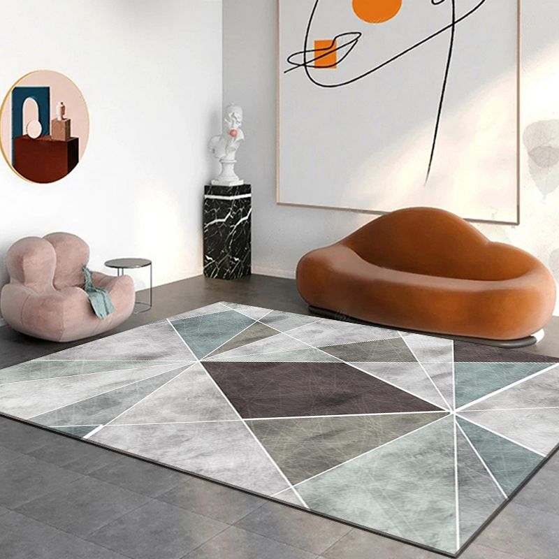 Trendy Marble Print Rug Modern Abstract Indoor Carpet Polyester Washable Carpet for Living Room