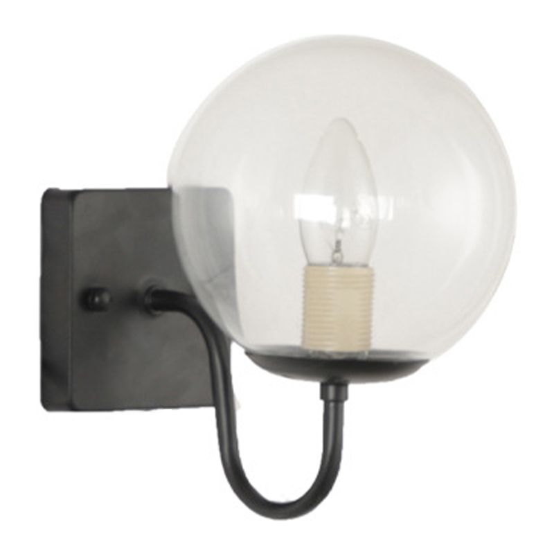 Industrial Glass Wall Light Globe 9.5" High Wall Sconce in Black for Bedroom